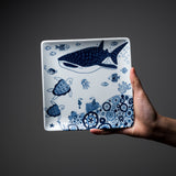 Hasami Ware Aquarium Square Plate - 17 cm - 4 Optional / 波佐見焼 角皿