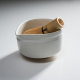 Matcha Bowl with Spout - Matt White / 片口抹茶碗 白練