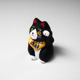 Handheld Lucky Ornament - Black Beckoning Cat - Kuro / 手乗り招き猫