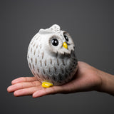 Kutani Ware Animal Ornament - Gray Owl / 九谷焼  灰色梟