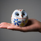 Kutani Ware Animal Ornament - Flower Owl / 九谷焼 お花の梟