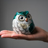 Kutani Ware Animal Ornament - Green Owl / 九谷焼 緑の梟