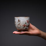 Shunzan Kiln Kyo Kiyomizu Ware Handmade Teacup - Autumn Grasses / 俊山窯 湯呑 秋草