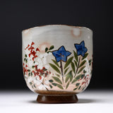 Shunzan Kiln Kyo Kiyomizu Ware Handmade Teacup - Autumn Grasses / 俊山窯 湯呑 秋草