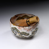Shunzan Kiln Matcha Bowl with Wooden Box - Snowing Pine / 俊山窯 抹茶碗 雪松