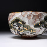 Shunzan Kiln Matcha Bowl with Wooden Box - Snowing Pine / 俊山窯 抹茶碗 雪松