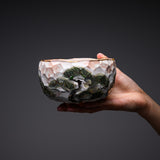 Shunzan Kiln Matcha Bowl with Wooden Box - Snowing Pine / 俊山窯 抹茶碗 雪松