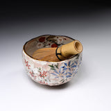 Shunzan Kiln Matcha Bowl with Wooden Box - Four Seasons / 俊山窯 抹茶碗 四季草花