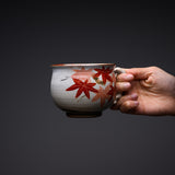 Shunzan Kiln Kyo Kiyomizu Ware Twisted Handle Mug - Maple / 俊山窯 マグカップ 紅葉