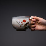 Shunzan Kiln Kyo Kiyomizu Ware Twisted Handle Mug - Plum / 俊山窯 マグカップ 梅