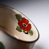 Shunzan Kiln Kyo Kiyomizu Ware Twisted Handle Mug - Camellia / 俊山窯 マグカップ 椿