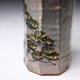 Shunzan Kiln Kyo Kiyomizu Ware Handmade Vase - Pine / 俊山窯 花生 松
