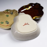 Zoho Kiln Hyotan Small Plate - Three Design Options - Red Signature / 蔵珍窯 瓢箪小皿