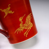 Zoho-Kiln Mug Cup - Zoho's Red with Kinsai Crane / 蔵珍窯 マグカップ