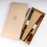 Pair Chopsticks with Chopstick Rest - Gourd Pattern / お箸 ギフトセット 瓢箪