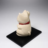 Metal Alloy Ornament with Urushi Paint - Lucky Cat - White / 銀雅堂 招き猫