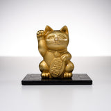 Metal Alloy Ornament with Urushi Paint - Lucky Cat - Gold / 銀雅堂 招き猫