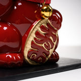 Metal Alloy Ornament with Urushi Paint - Lucky Cat - Red - Large 16 cm / 銀雅堂 招き猫