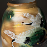 Kutani ware Premium Vase - Crane and Pine / 九谷焼 花瓶 鶴と松