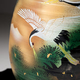 Kutani ware Premium Vase - Crane and Pine / 九谷焼 花瓶 鶴と松