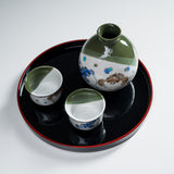 Kutani Ware Sake Set with Tray - Pufferfish / 九谷焼 盆付き酒器セット