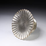 USUKI Ware Handmade Kiku Footed Plate - Gold Silver Glaze / 臼杵焼