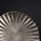 USUKI Ware Handmade Kiku Footed Plate - Gold Silver Glaze / 臼杵焼