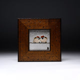 NAKAMURA TOSHITO Kutani Ware Framed Porcelain Artwork - Two Sparrows in the Snow / 九谷焼 中村陶志人