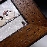 NAKAMURA TOSHITO Kutani Ware Framed Porcelain Artwork - Two Sparrows in the Snow / 九谷焼 中村陶志人