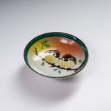 Kutani ware Sake Cup - Nakamura Toshito - Friendly Sparrow / 九谷焼 盃