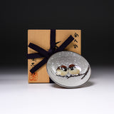 Kutani ware Sake Cup - Nakamura Toshito - Friendly Sparrow in the Snow / 九谷焼 盃