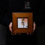 NAKAMURA TOSHITO Kutani Ware Framed Porcelain Artwork - Two Sparrows / 九谷焼 中村陶志人
