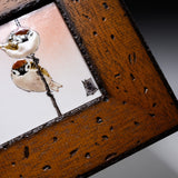 NAKAMURA TOSHITO Kutani Ware Framed Porcelain Artwork - Two Sparrows / 九谷焼 中村陶志人