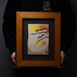 NAKAMURA TOSHITO Kutani Ware Framed Porcelain Artwork - Friendly Five Sparrows / 九谷焼 中村陶志人