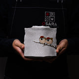 Kutani ware Slab Vase - Nakamura Toshito - Friendly Sparrow in the Snow / 九谷焼 花瓶