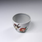 NAKAMURA TOSHITO Kutani Ware Sake Cup - Sparrow with Camellia / 九谷焼 酒カップ