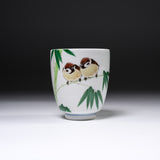 Kutani ware Yunomi Tea Cup - Nakamura Toshito - Bamboo Sparrow / 九谷焼  湯呑み