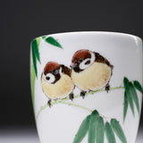 Kutani ware Yunomi Tea Cup - Nakamura Toshito - Bamboo Sparrow / 九谷焼  湯呑み