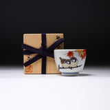 NAKAMURA TOSHITO Kutani Ware Sake Cup - Sparrow with Autumn Leaf / 九谷焼 酒カップ