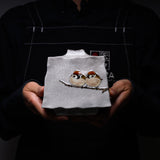 Kutani ware Vase - Nakamura Toshito - Friendly Sparrow in the Snow / 九谷焼 花瓶