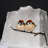 Kutani ware Vase - Nakamura Toshito - Friendly Sparrow in the Snow / 九谷焼 花瓶