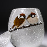 Kutani ware Incense Burner - Nakamura Toshito - Snowing Sparrow / 九谷焼 香炉