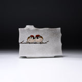 NAKAMURA TOSHITO Kutani Ware Vase - Two Friendly Sparrows in Snow / 九谷焼 花瓶