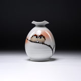 NAKAMURA TOSHITO Kutani Ware Round Vase - Two Friendly Sparrows / 九谷焼 花瓶