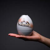 NAKAMURA TOSHITO Kutani Ware Round Vase - Two Sparrows / 九谷焼 花瓶