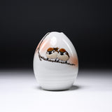 NAKAMURA TOSHITO Kutani Ware Round Vase - Two Sparrows / 九谷焼 花瓶