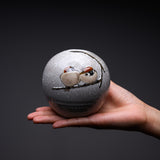 Kutani ware Round Vase - Nakamura Toshito - Snowing Sparrow / 九谷焼 一輪挿し