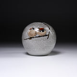 Kutani ware Round Vase - Nakamura Toshito - Snowing Sparrow / 九谷焼 一輪挿し