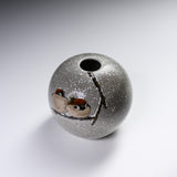 Kutani ware Round Vase - Nakamura Toshito - Snowing Sparrow / 九谷焼 一輪挿し