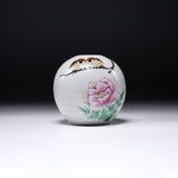 NAKAMURA TOSHITO Kutani Ware Round Vase - Sparrows with Peony / 九谷焼 花瓶
